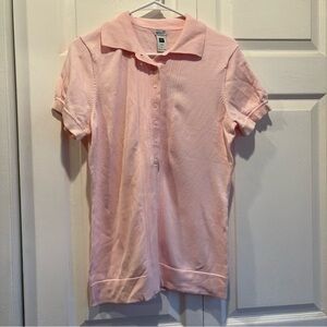 Gap NWT Baby Pink Knit Short Sleeve Polo Top - Size Large